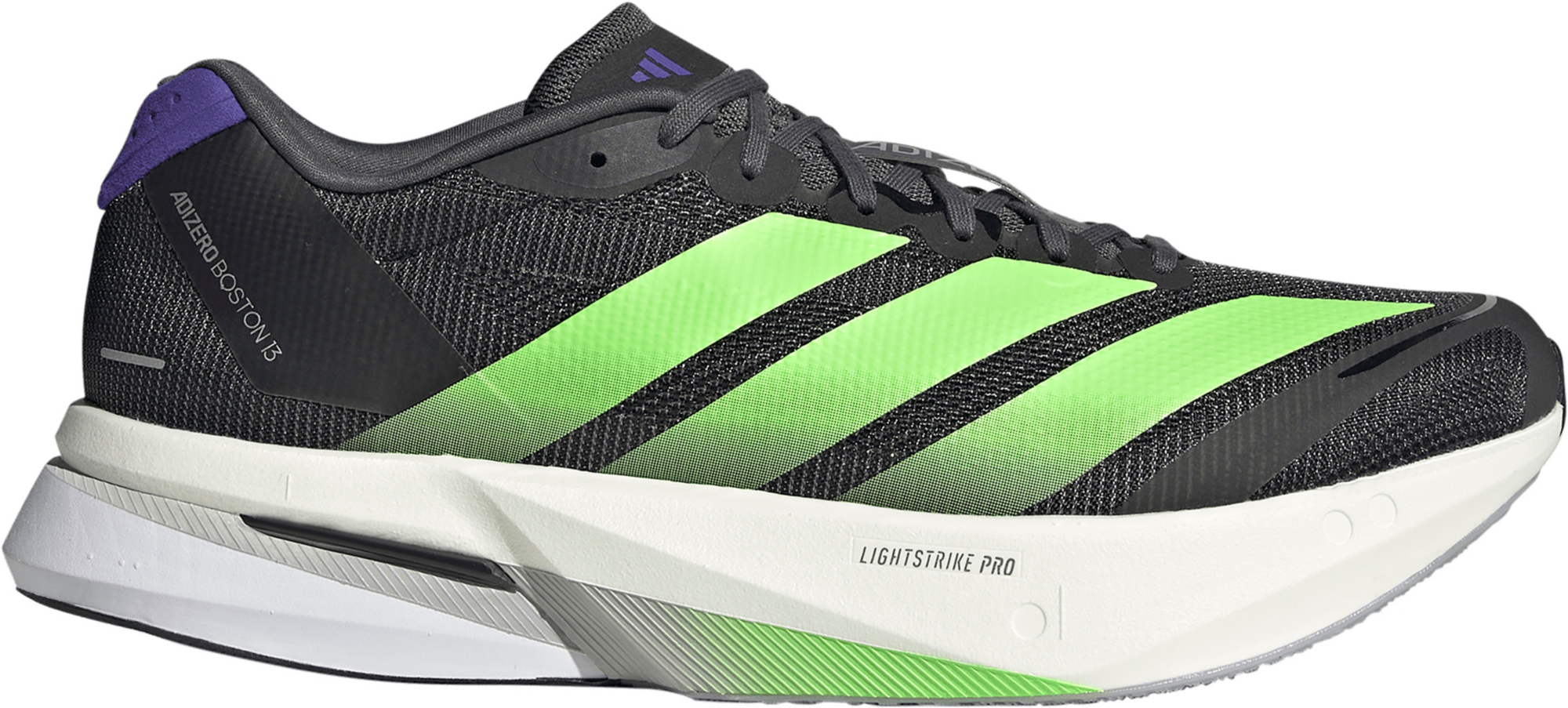 adidas Men's Adizero Boston 13 Running Shoes - Core Black/Lime Burst/Energy Ink - View 1