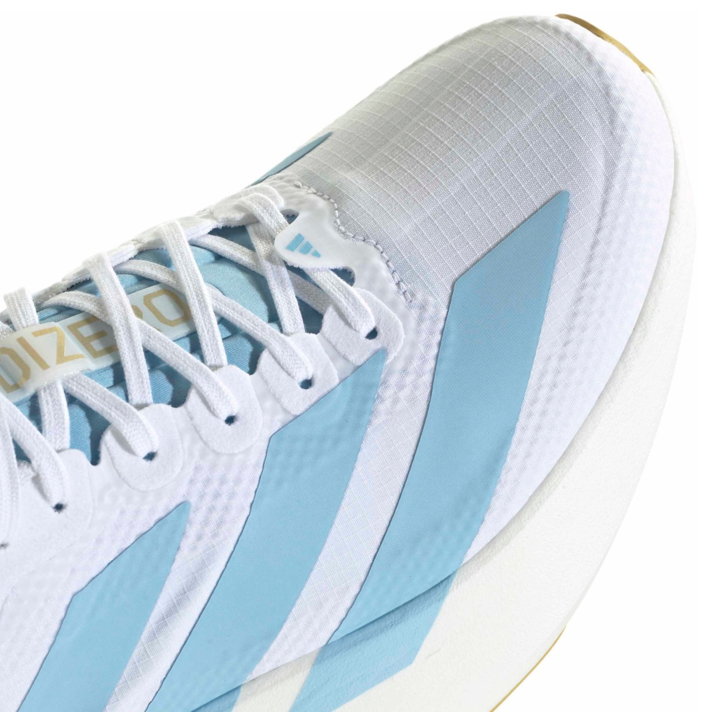 adidas Women's Adizero EVO SL Running Shoes - White/Clear Blue/Matte Gold - View 7