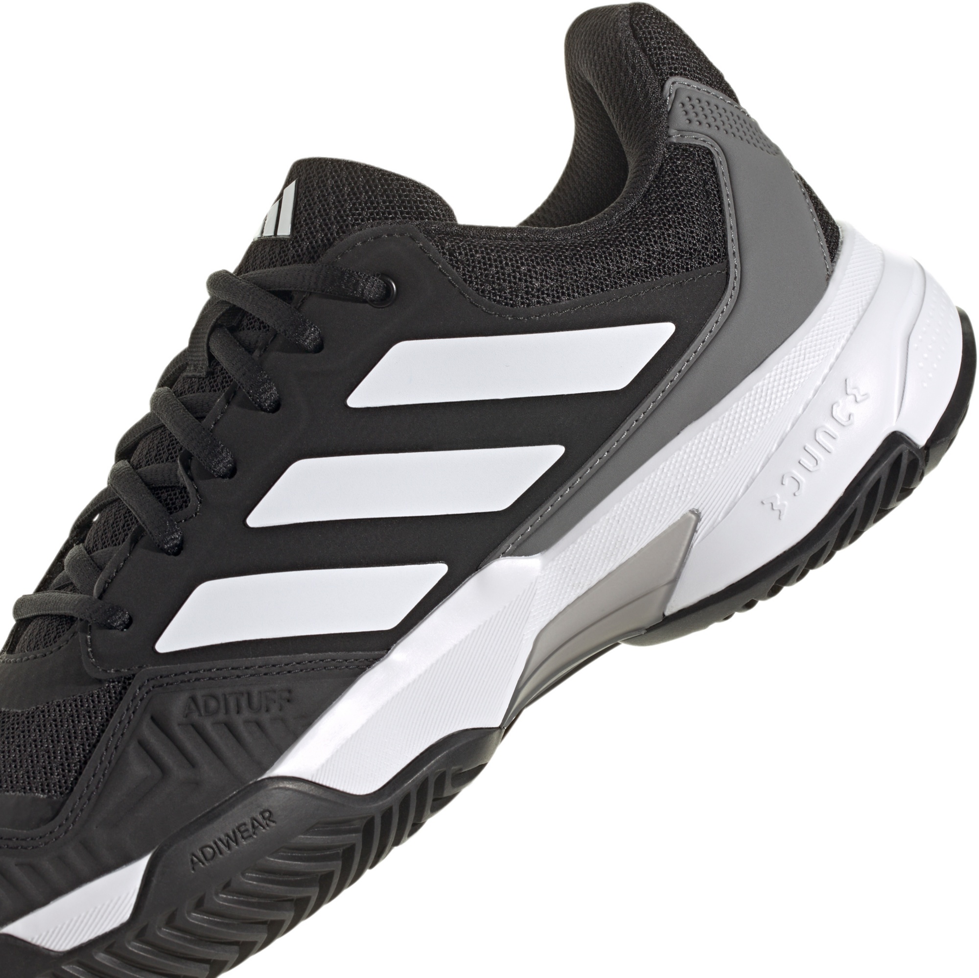 adidas Men's CourtJam Control 3 Tennis Shoes - Black/White/Grey - View 8