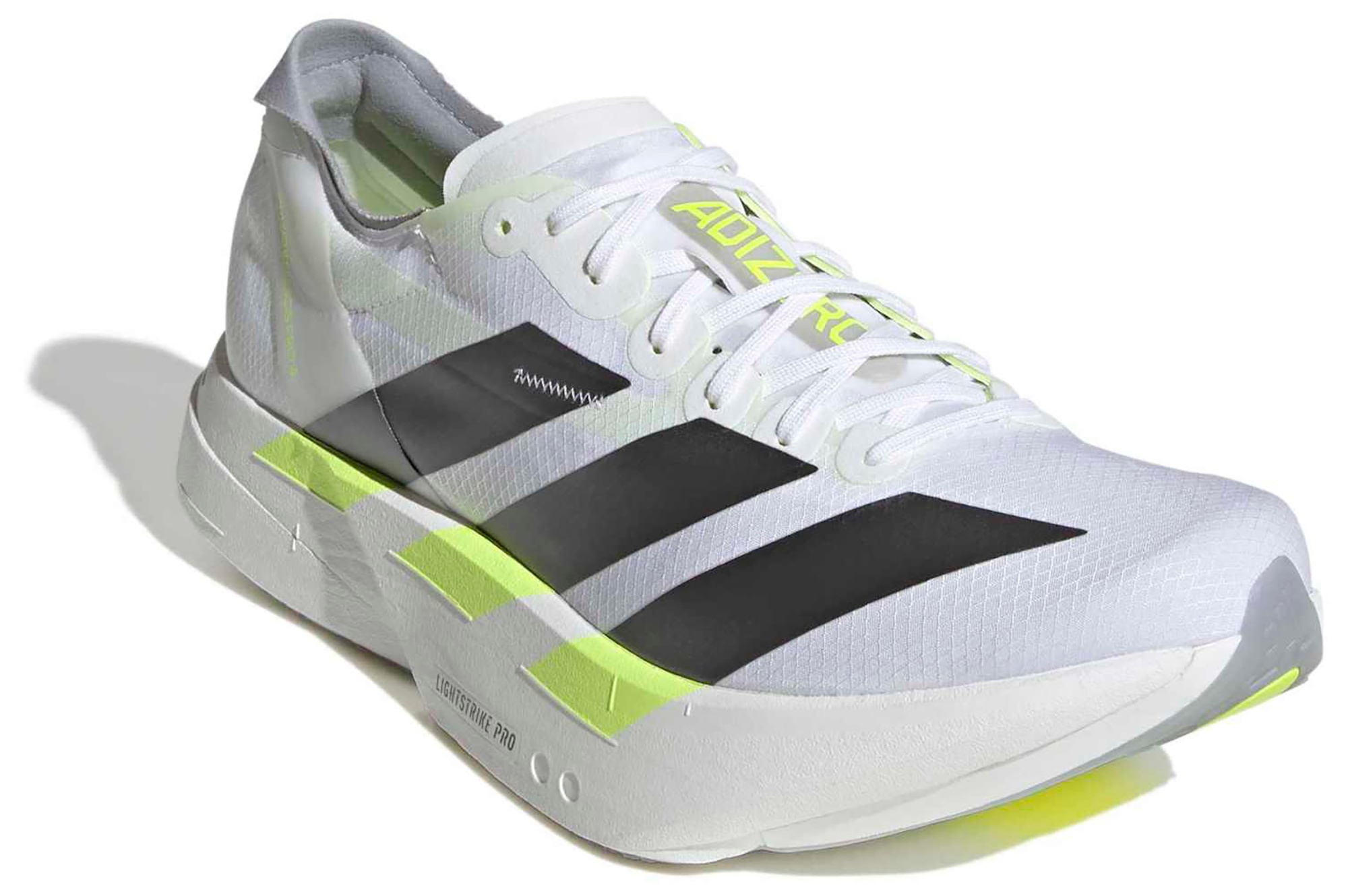 adidas Men's Adizero Adios Pro 4 Running Shoes - Ftwr White/Iron Met./Solar Yellow - View 5
