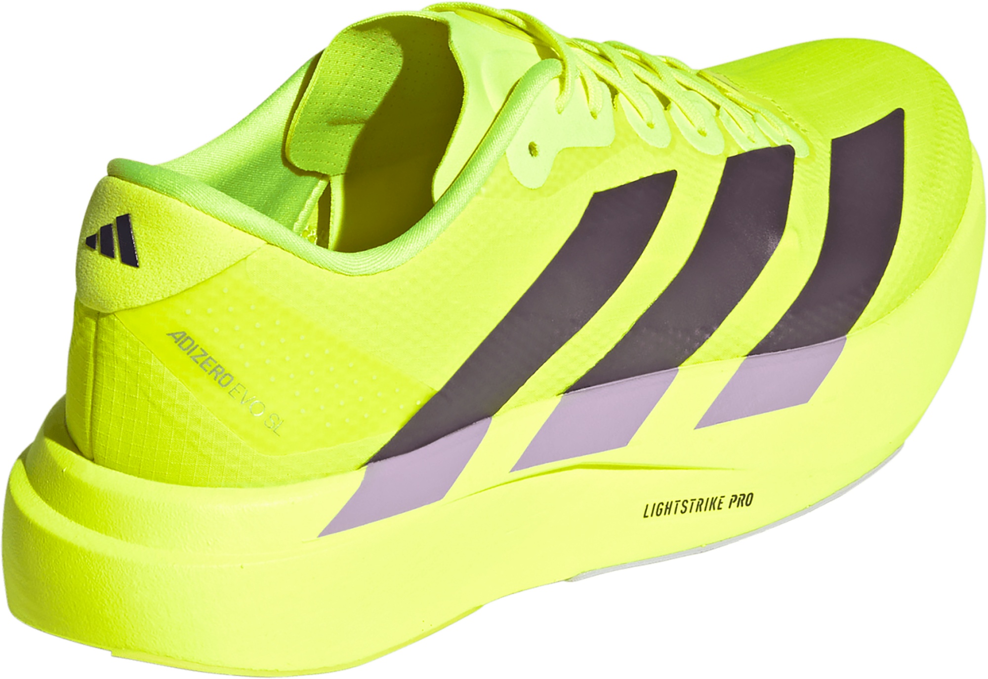 adidas Men's Adizero EVO SL Woven Running Shoes - Solar Yellow/Aurora Plum/Powder Plum - View 6