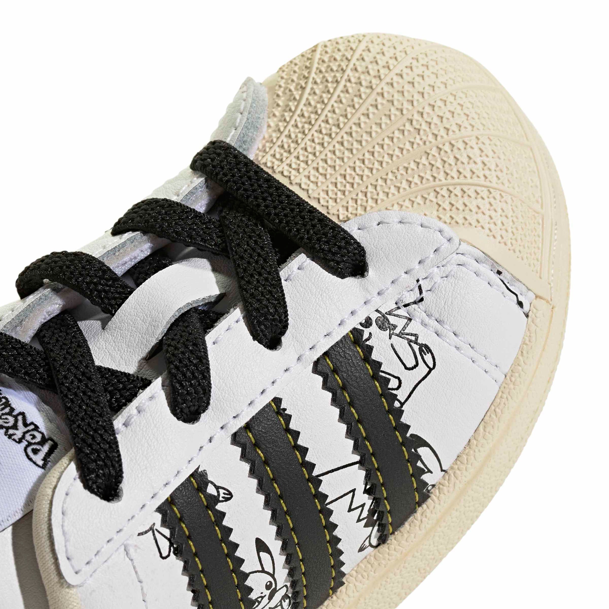 adidas Toddler Pokémon Superstar II Shoes - Ftwr White/Core Black/Gold Met. - View 7