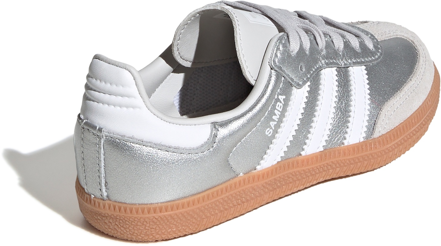 adidas Kids' Preschool Samba OG Shoes - Silver Met/Ftwr White/Gum 3 - View 5