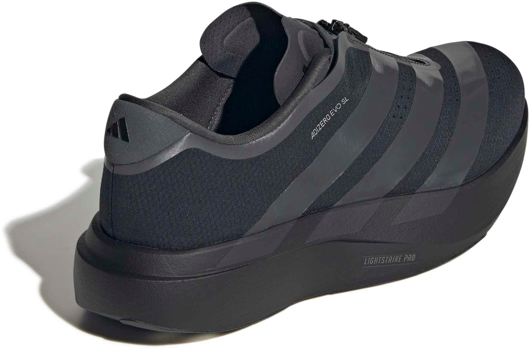adidas Men's Adizero EVO SL Zip Running Shoes - Black/Grey/Silver Mtllc - View 6