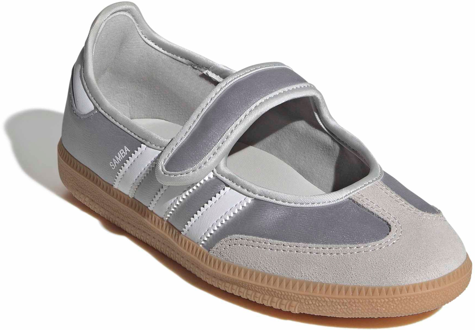 adidas Kids' Grade School Samba Jane Shoes - Silver Metallic/White - View 6