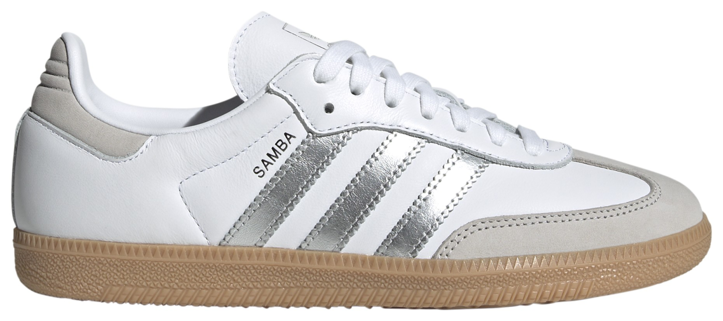 adidas Women's Samba OG Shoes - White/Silver/Gum - View 1