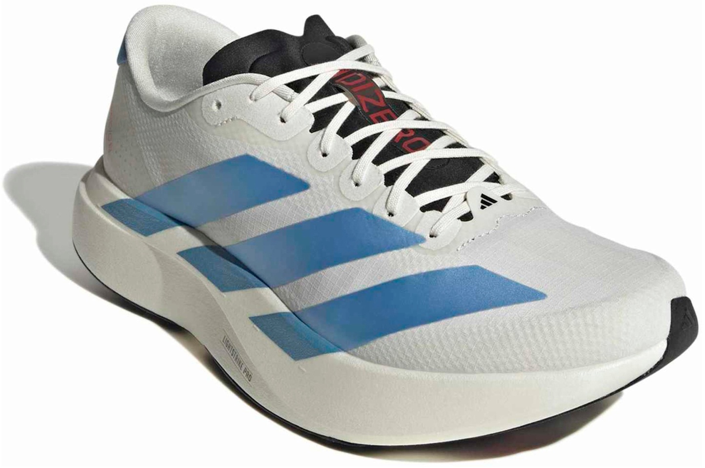 adidas Men's Adizero EVO SL Woven Running Shoes - White/Light Blue/Bright Red - View 5