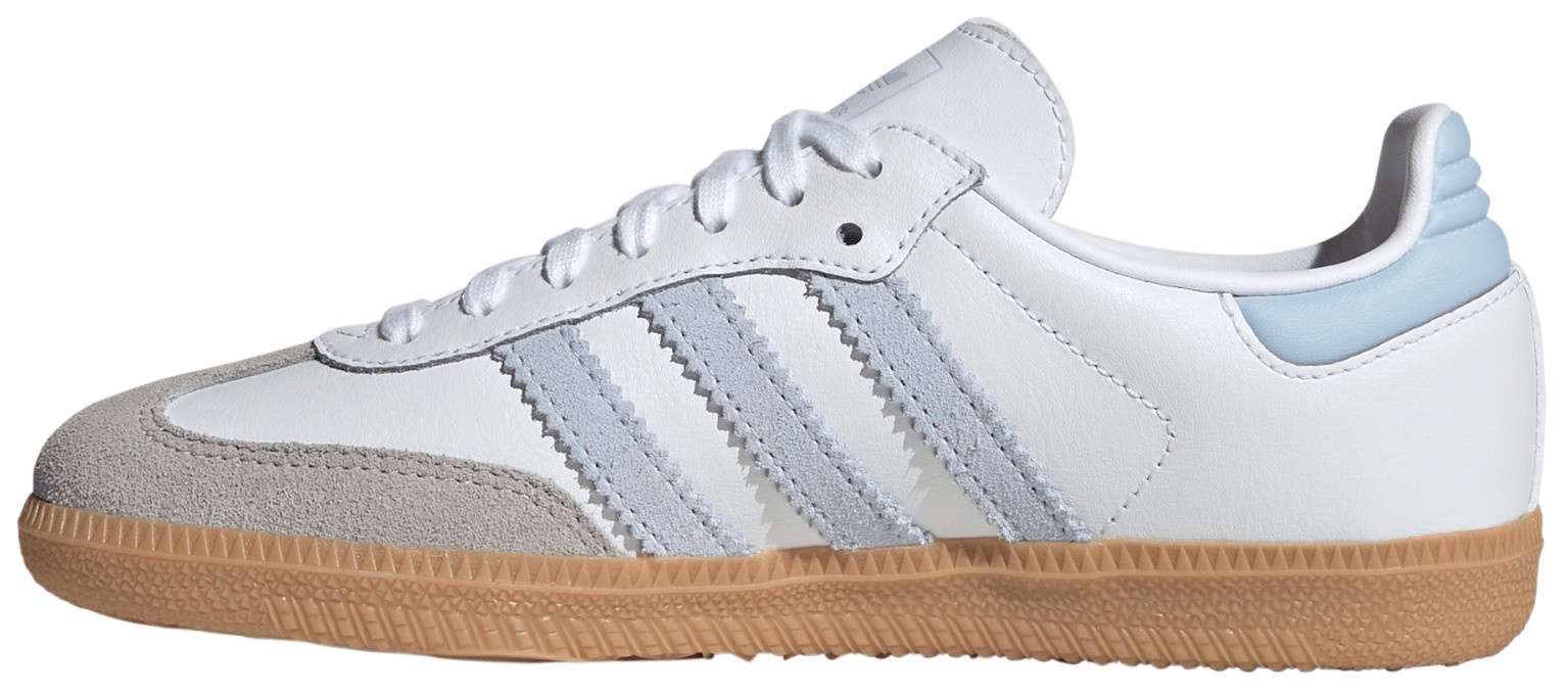 adidas Kids' Grade School Samba OG Shoes - White/Sky/Gum - View 4