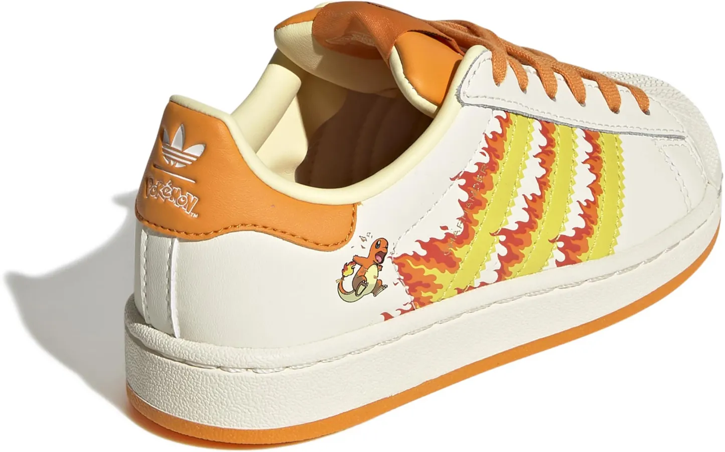 adidas x Pokémon Kids' Preschool Superstar II Shoes - White/Yellow/Orange - View 6