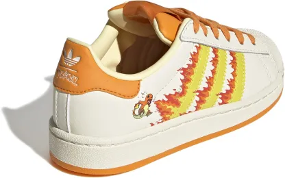 adidas x Pokémon Kids' Preschool Superstar II Shoes - White/Yellow/Orange - View 6