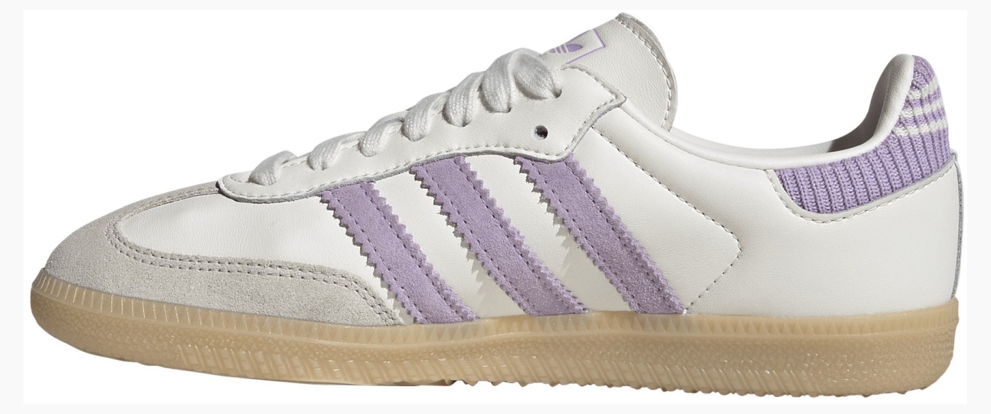 adidas Kids' Grade School Samba OG Shoes - Cloud White/Powder Plum/Gum - View 4