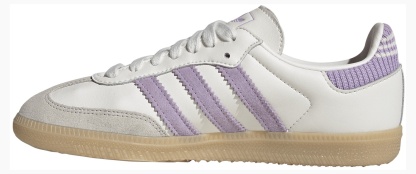 adidas Kids' Grade School Samba OG Shoes - Cloud White/Powder Plum/Gum - View 4