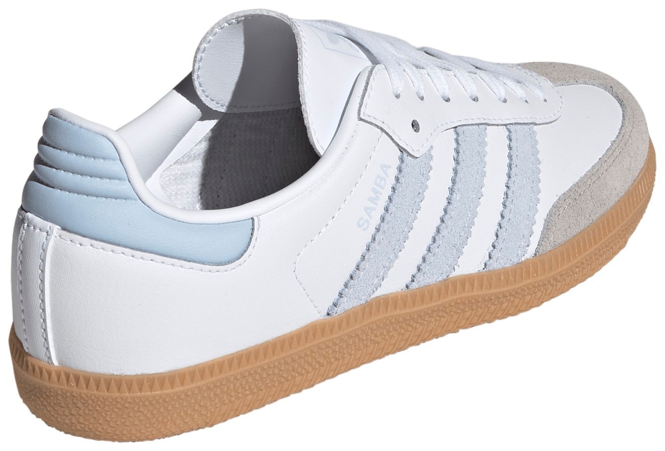 adidas Kids' Grade School Samba OG Shoes - White/Sky/Gum - View 6