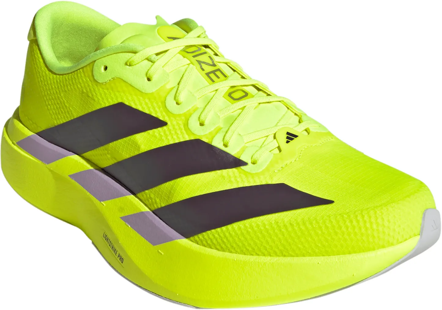 adidas Men's Adizero EVO SL Woven Running Shoes - Solar Yellow/Aurora Plum/Powder Plum - View 5