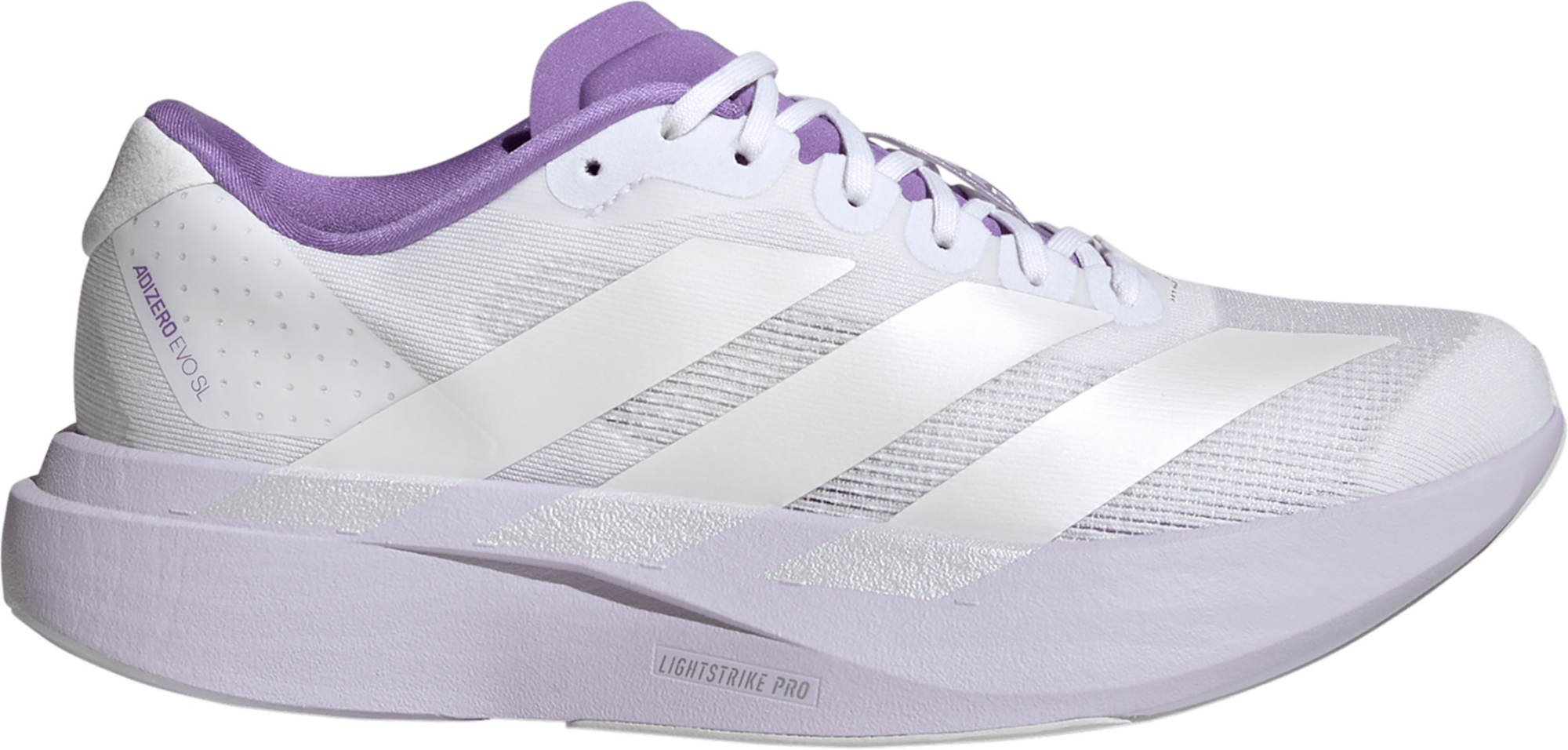 adidas Women's Adizero EVO SL Running Shoes - White/Zero Metallic/Purple Tint - View 1