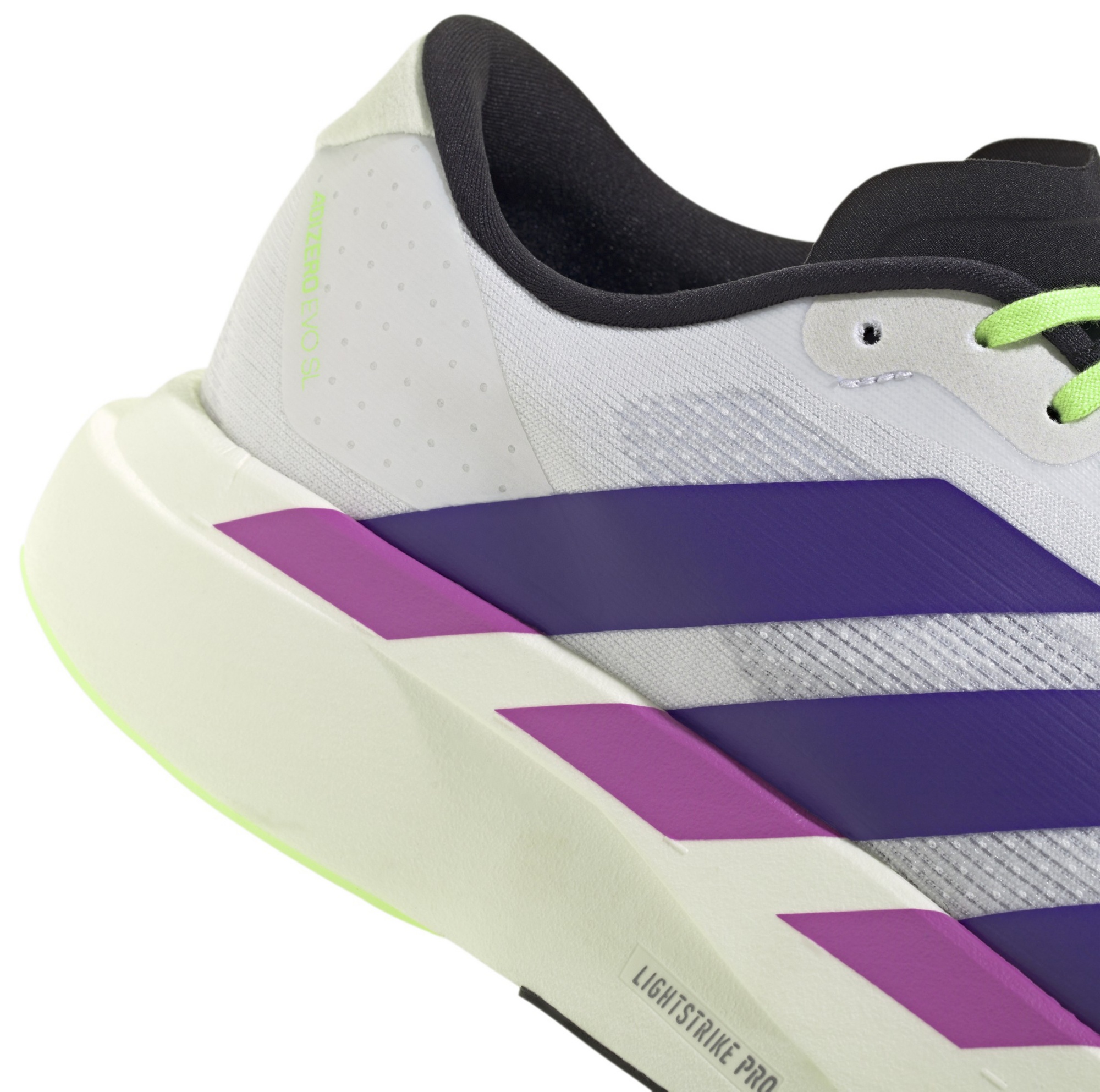 adidas Men's Adizero EVO SL Running Shoes - White/Purple/Lime - View 7