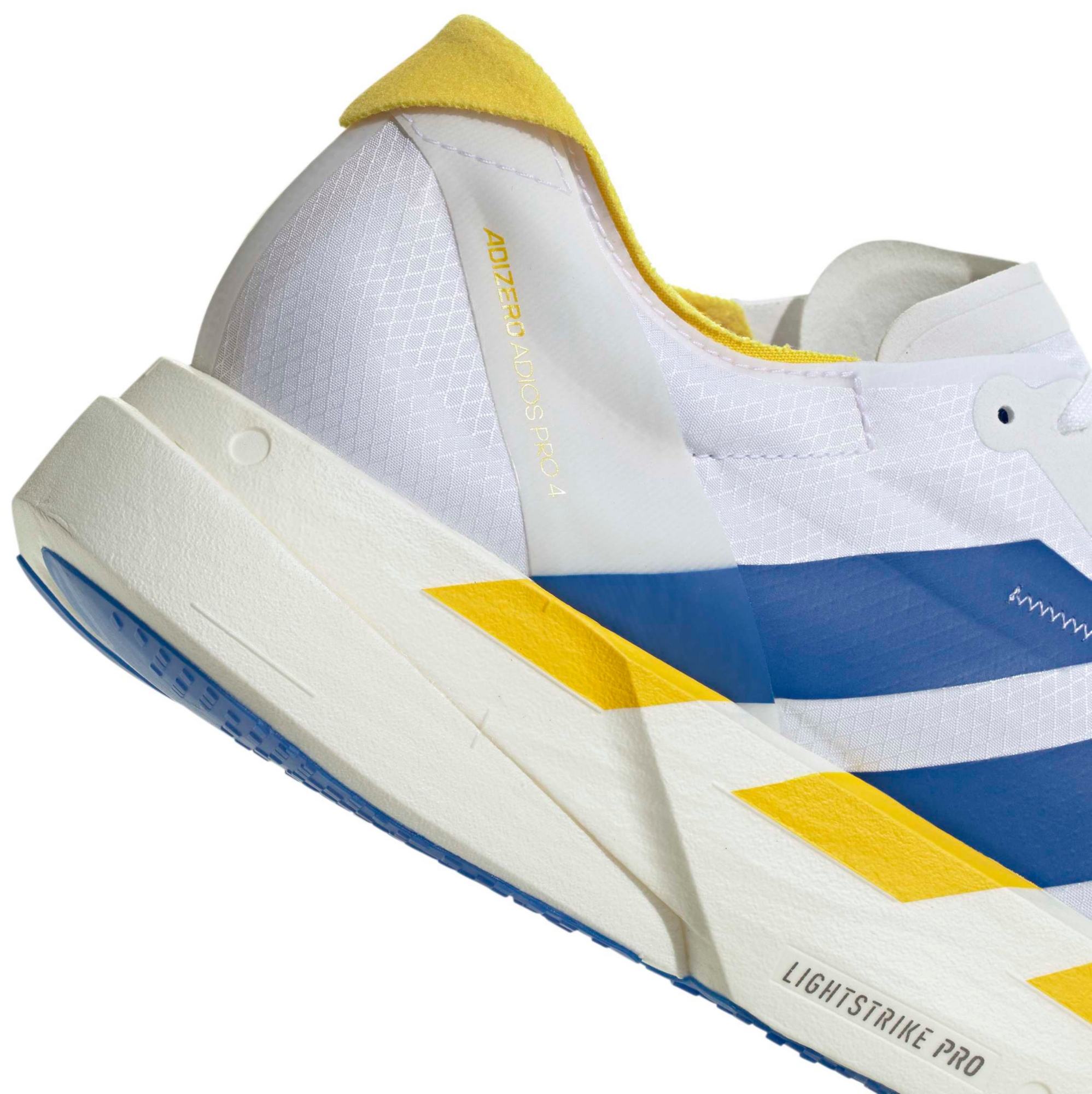 adidas Men's Adizero Adios Pro 4 Running Shoes - White/Blue/Yellow - View 8