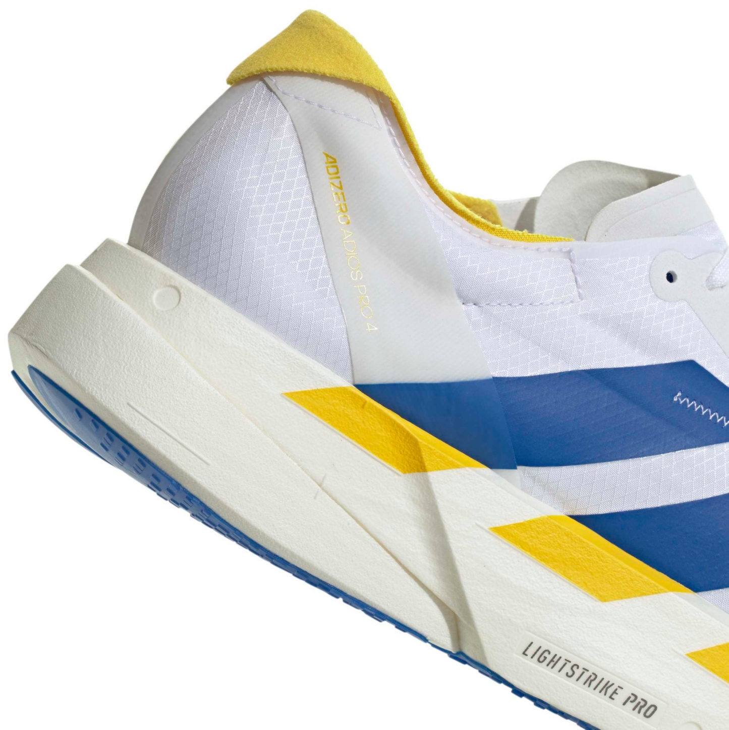 adidas Men's Adizero Adios Pro 4 Running Shoes - White/Blue/Yellow - View 8
