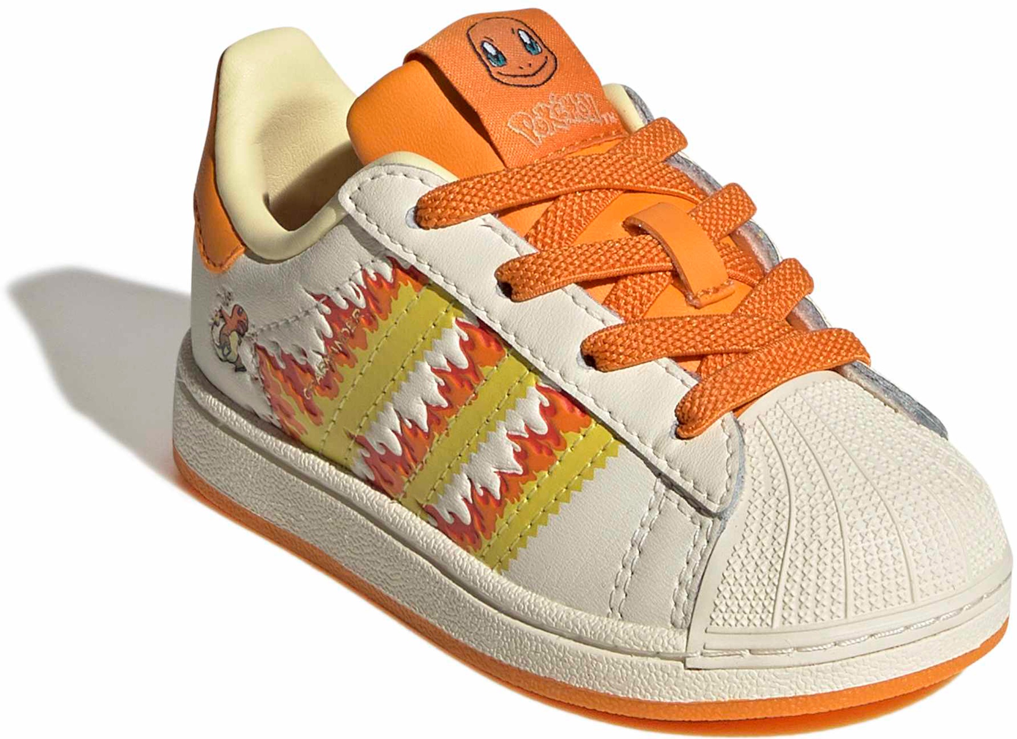 adidas Toddler Pokémon Superstar II Shoes - Cream White/Shock Yellow/Bright Orange - View 8