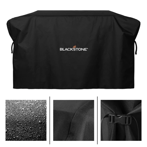 36" Griddle Soft Cover 36 inch soft cover with images showing water beading up, reinforced seams, and a cinching strap and buckle.