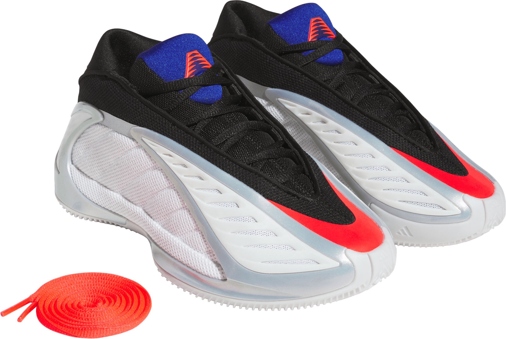 adidas Kids' Grade School Anthony Edwards 2 'Icon' Basketball Shoes - White/Lucid Red/Silver Metallic - View 6