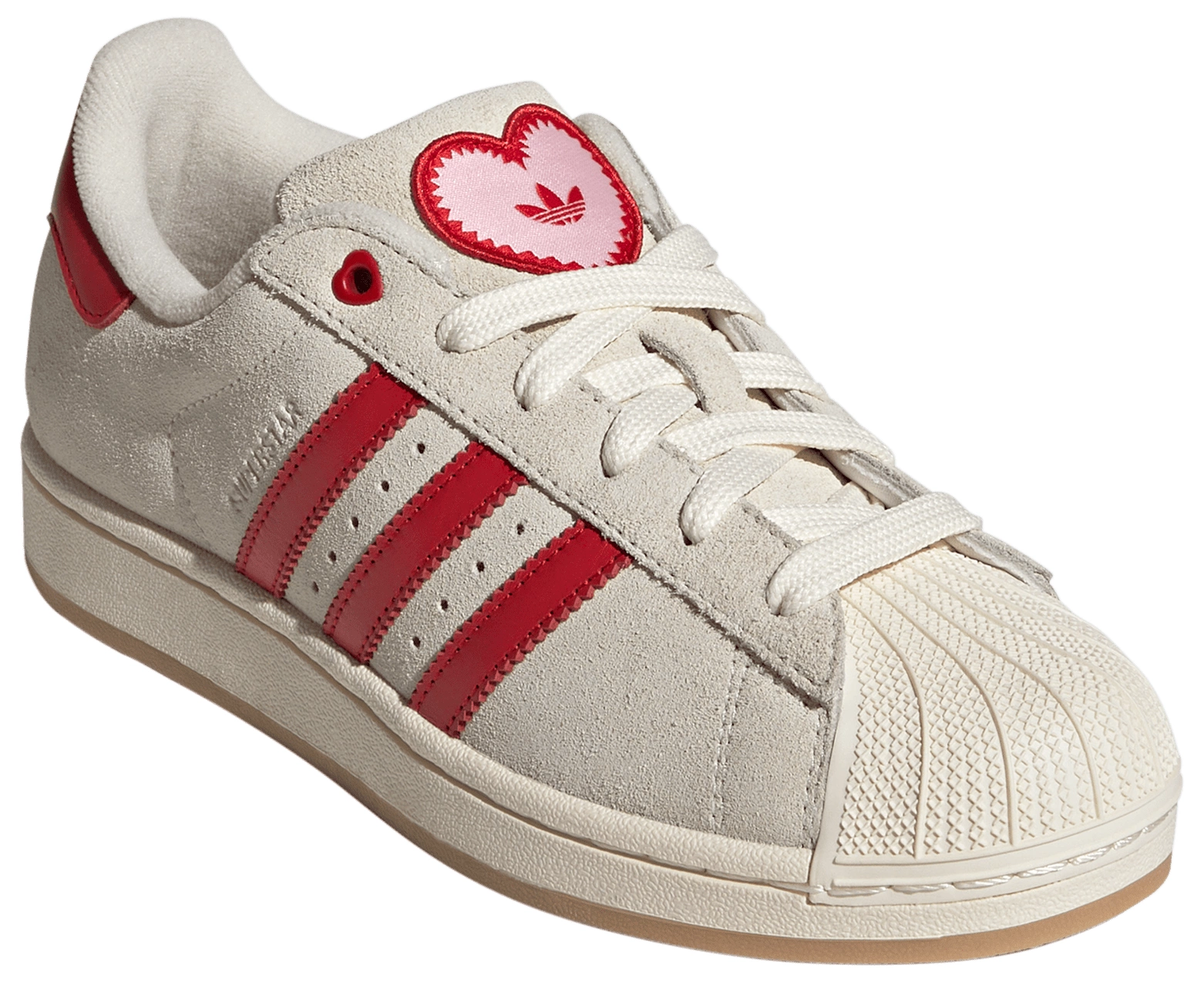 adidas Women's Superstar II Shoes - Cream White/Better Scarlet/Gum - View 5