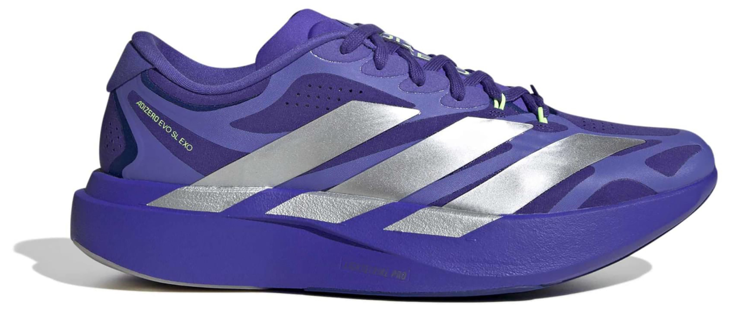 adidas Men's Adizero EVO SL EXO Running Shoes - Solar Purple/Silver Met./Pure Purple - View 1
