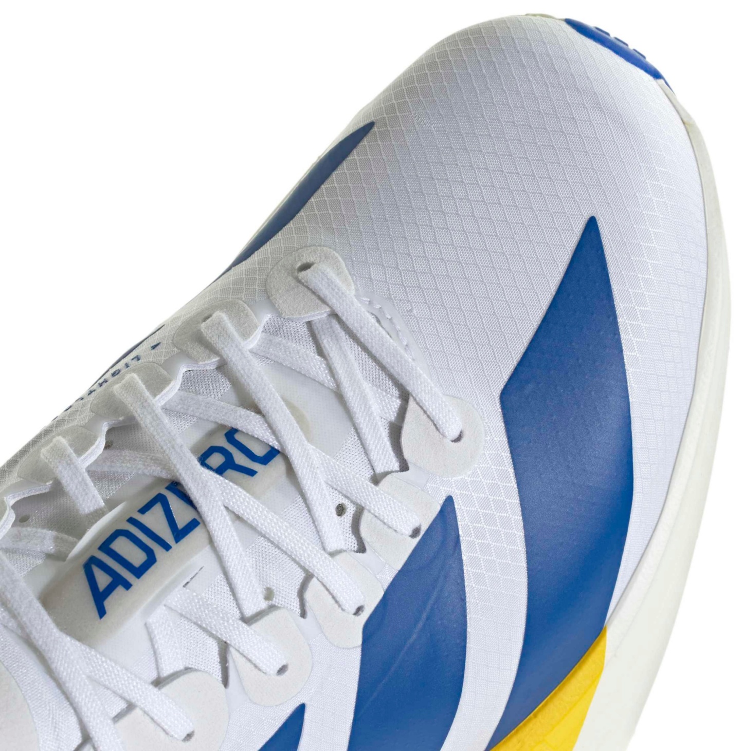 adidas Men's Adizero Adios Pro 4 Running Shoes - White/Blue/Yellow - View 7