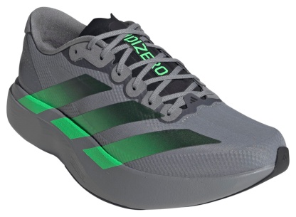 adidas Men's Adizero EVO SL Woven Running Shoes - Grey/Screaming Green/Carbon - View 5