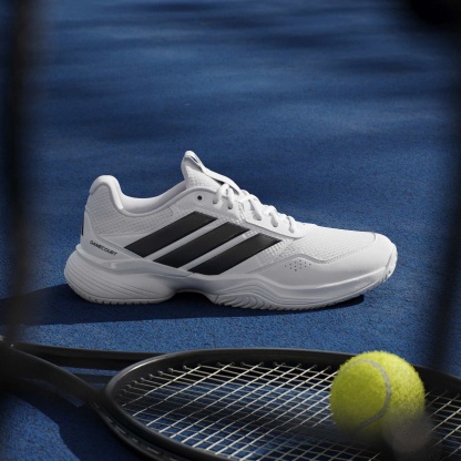 adidas Men's GameCourt 3 All Court Tennis Shoes - Ftwr White/Core Black/Core Blk - View 3