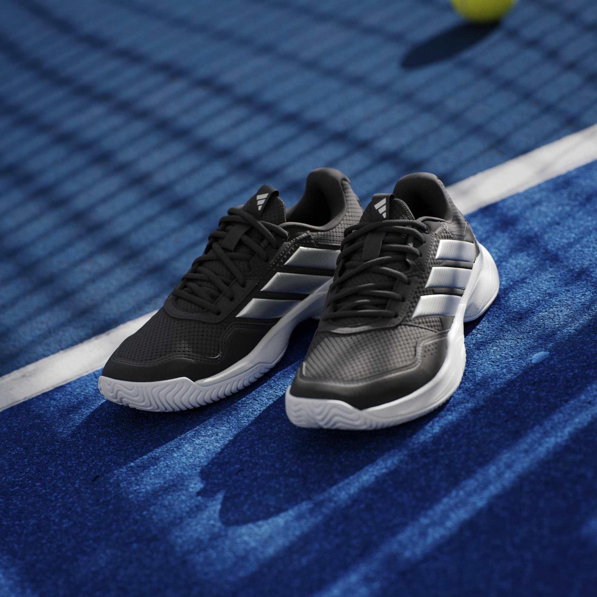 adidas Women's GameCourt 3 All Court Tennis Shoes - Core Black/Silver Met./Ftwr White - View 10