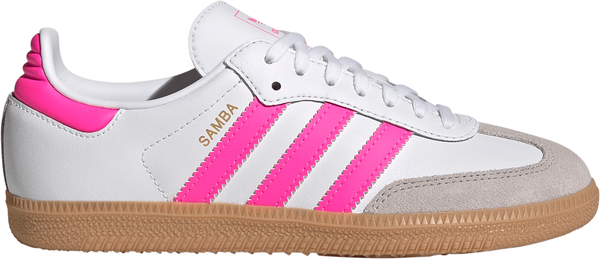 adidas Kids' Grade School Samba OG Shoes - White/Hot Pink - View 1