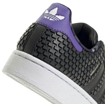 adidas Kids' Grade School Minecraft Superstar II Shoes - Black/Black/White - View 8