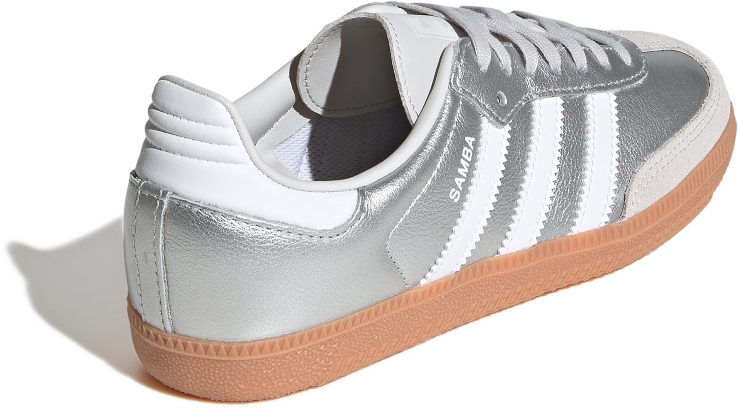 adidas Kids' Grade School Samba OG Shoes - Silver Met/Ftwr White/Gum 3 - View 5