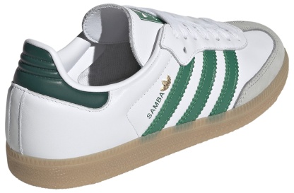 adidas Women's Samba OG Shoes - Ftwr White/Bold Green/Collegiate Green - View 6