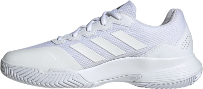 adidas Men's Gamecourt 2 Tennis Shoes - White/White/Silver - View 5