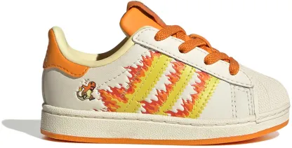 adidas Toddler Pokémon Superstar II Shoes - Cream White/Shock Yellow/Bright Orange - View 1