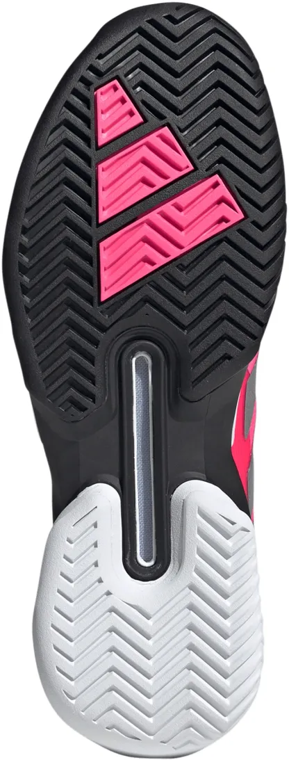 adidas Men's Adizero Ubersonic 5 Tennis Shoes - Pink/Silver Mtllc/Blk - View 5