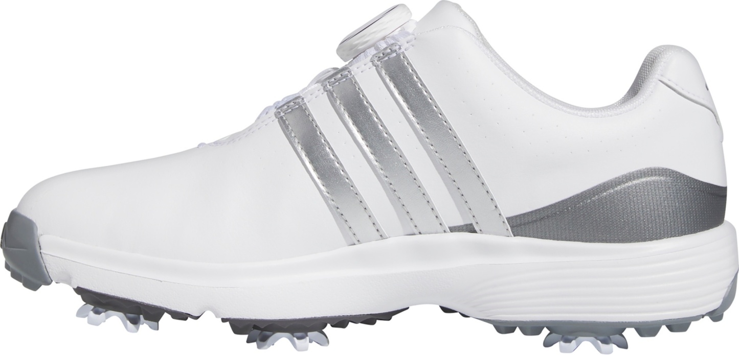 adidas Youth Tour360 24 BOA Golf Shoes - White/Silver/Grey - View 4