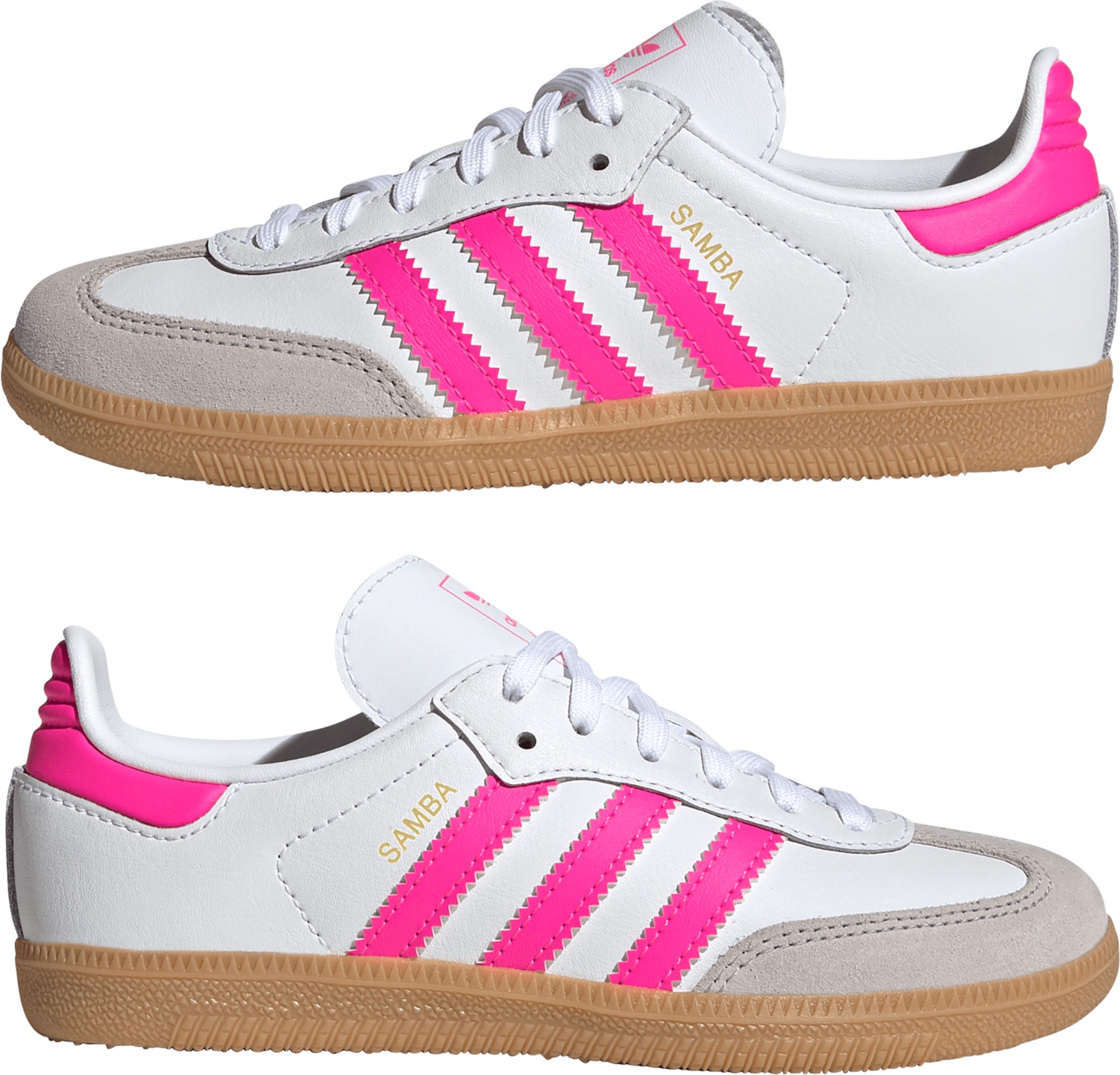 adidas Kids' Preschool Samba OG Shoes - White/Hot Pink - View 5