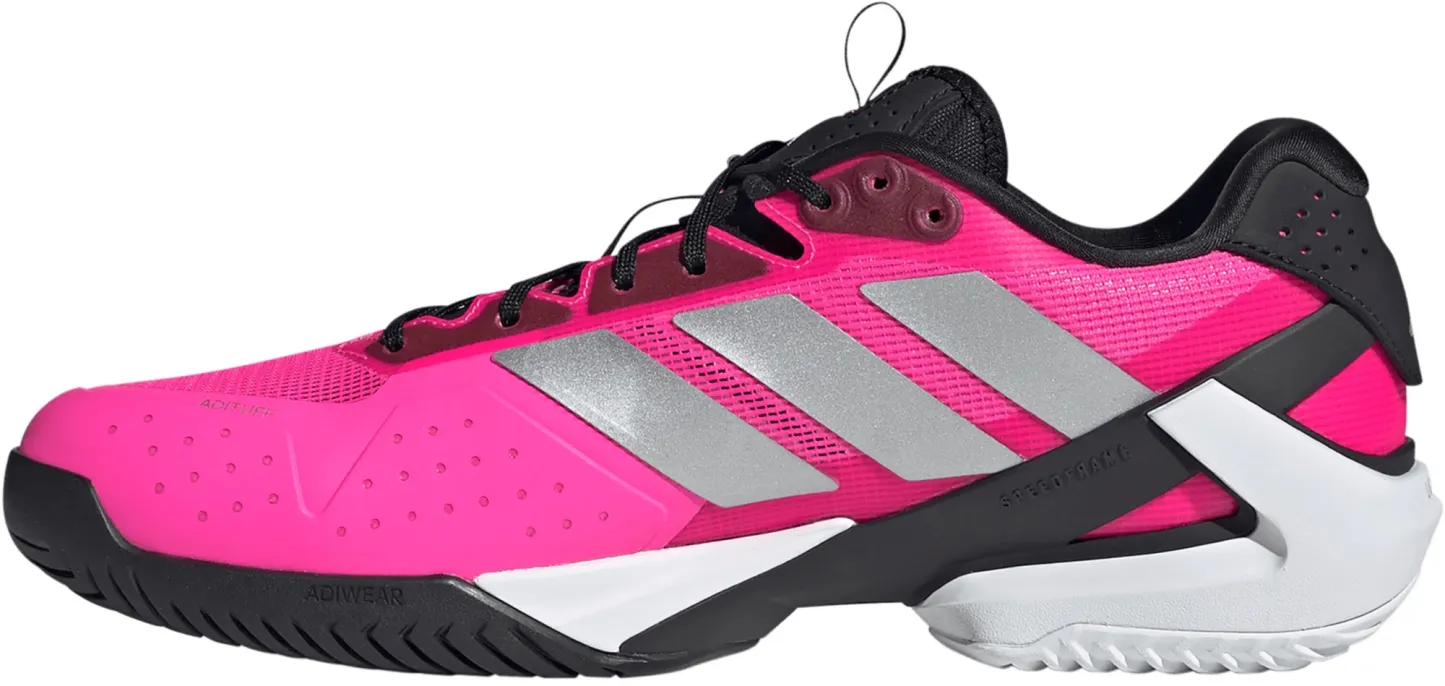 adidas Men's Adizero Ubersonic 5 Tennis Shoes - Pink/Silver Mtllc/Blk - View 6