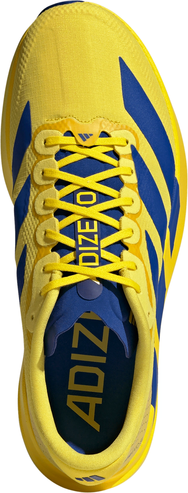 adidas Men's Adizero EVO SL Woven Running Shoes - Yellow/Team Royal Blue/Iron Met. - View 2
