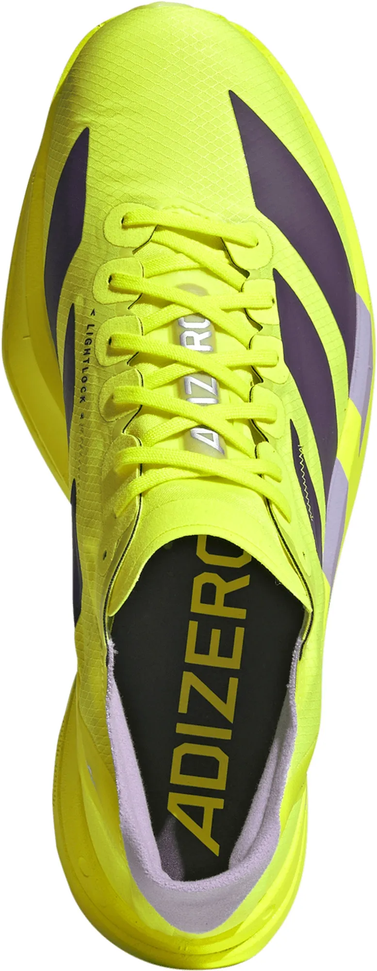 adidas Men's Adizero Adios Pro 4 Running Shoes - Solar Yellow/Aurora Plum/Powder Plum - View 2