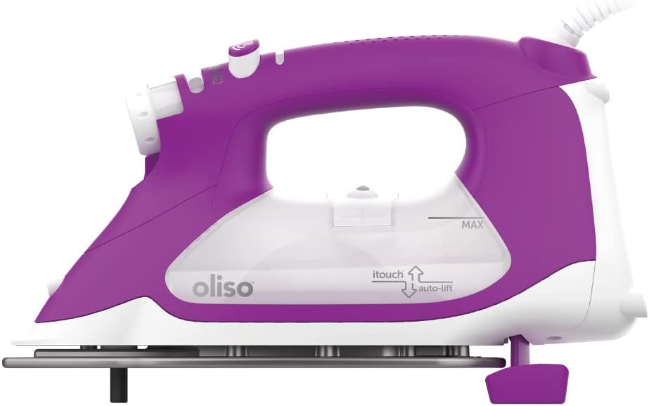Oliso TG1600 Pro Plus 1800 Watt SmartIron with Auto Lift - for Clothes, Sewing, Quilting and Crafting Ironing | Diamond Ceramic-Flow Soleplate Steam Iron, Yellow