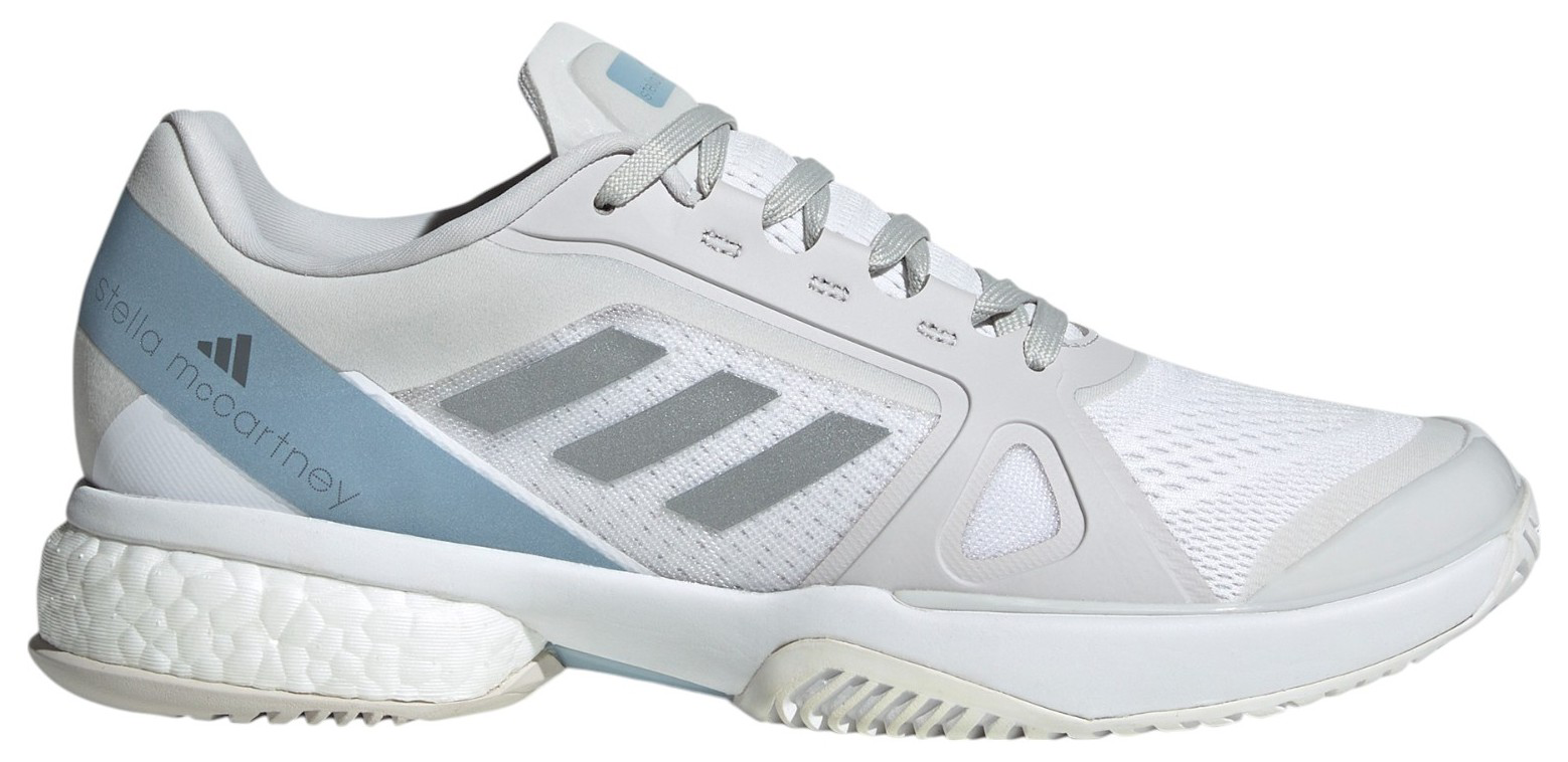 adidas by Stella McCartney Women's Court Tennis Shoes - White/Silver/Blue - View 1