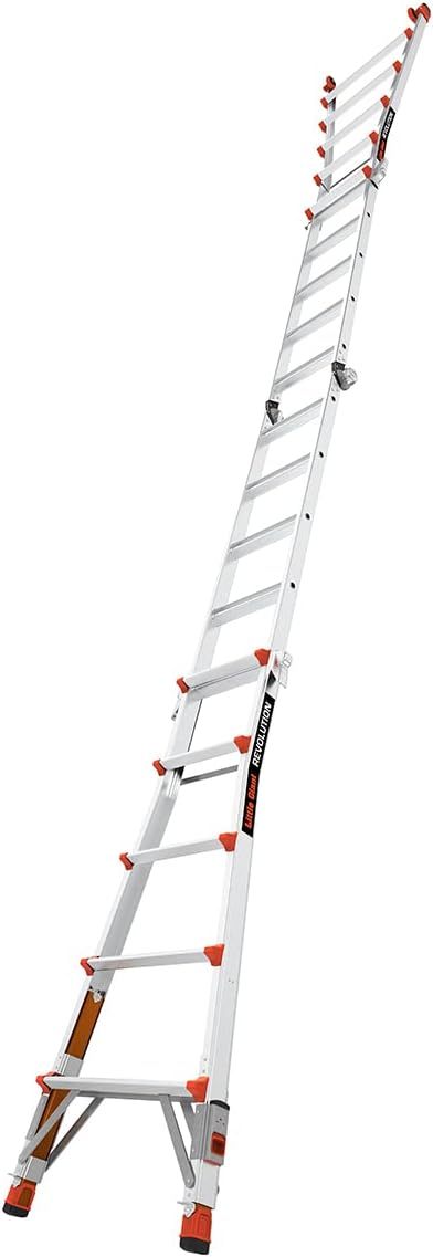 Revothtlution 2.0, Model 22 - ANSI Type IA - 300 lb Rated, Aluminum Articulated Extendable Ladthtder with TIP & Glide Wheels and Ratchet Levelers