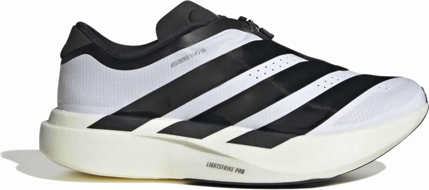 adidas Women's Adizero EVO SL Zip Running Shoes - White/Black/Silver Met - View 1
