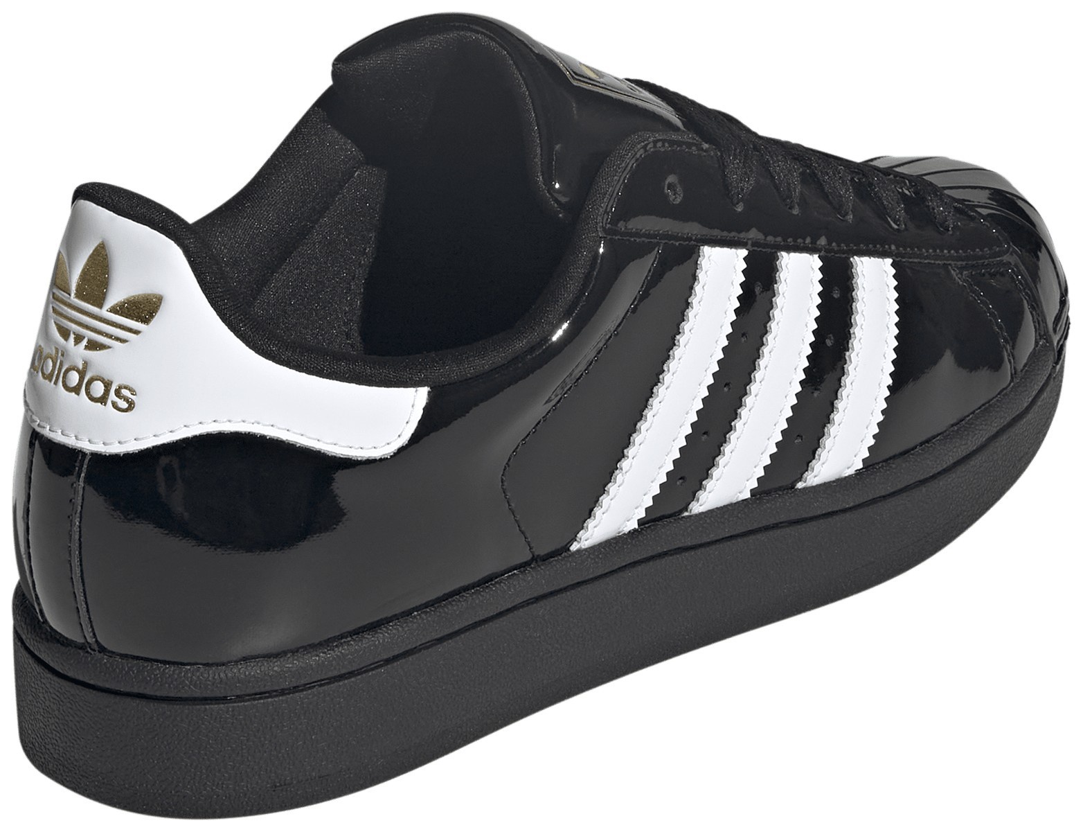 adidas Women's Superstar II Shoes - Patent Leather Black/White - View 7