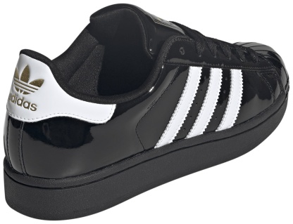 adidas Women's Superstar II Shoes - Patent Leather Black/White - View 7