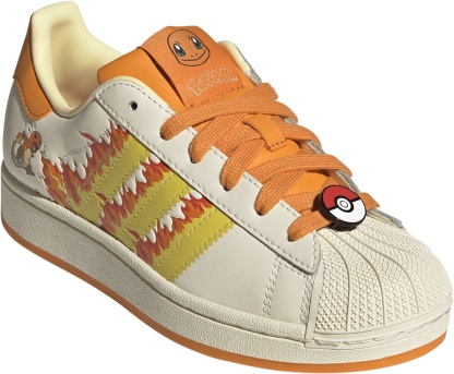 adidas Kids' Grade School Superstar II Shoes - Cream White/Shock Yellow/Bright Orange - View 5